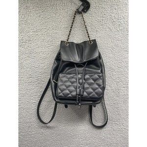 FOREVER 21 Women's Black Quilted Faux Leather Mini Backpack